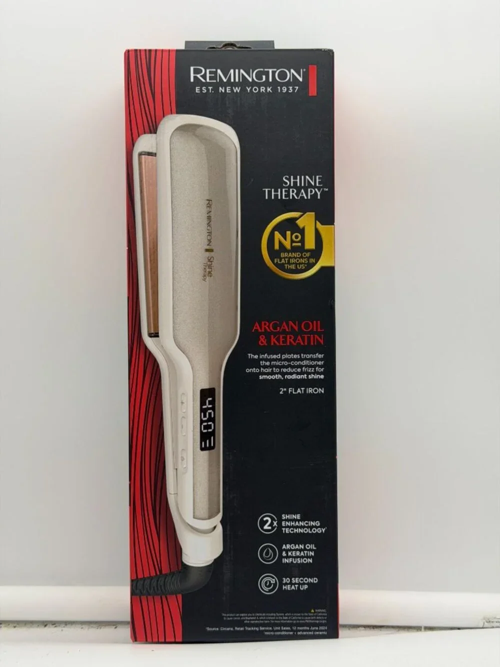 New Remington Shine Therapy 2 Inch Flat Iron Argan Oil Keratin
